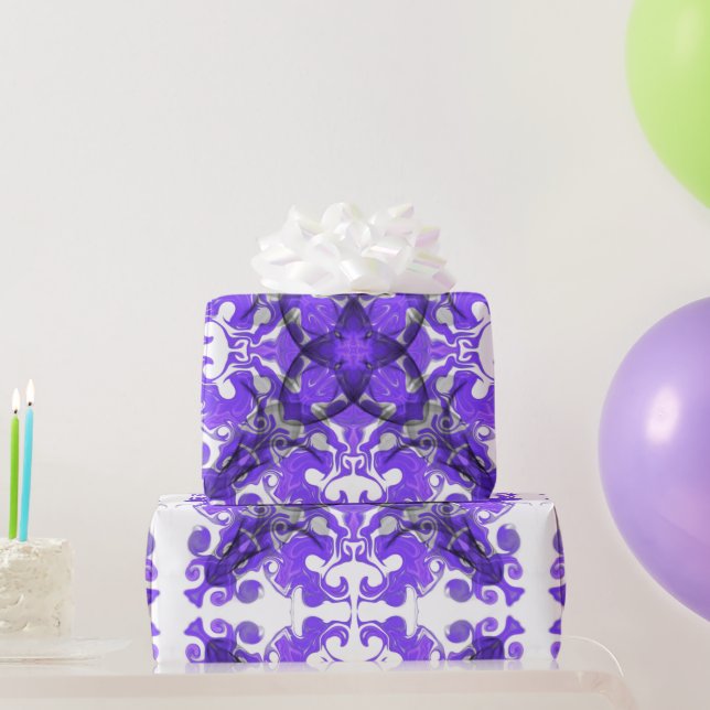 Papier Cadeau mandala Abstrait violet, mandala psychédélique (Cadeaux de fête)