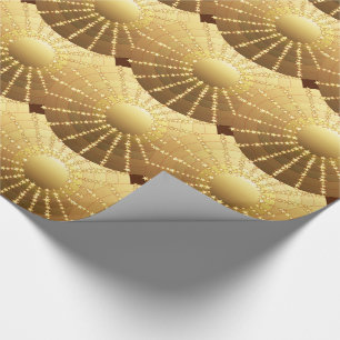 Papier Cadeau Mandala avec étoiles - dégradé de satin doré