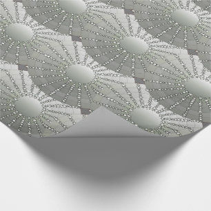 Papier Cadeau Mandala avec étoiles - gris argenté dégradé satin