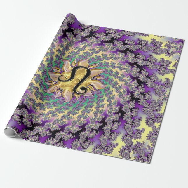 Papier Cadeau Mandala de Lion Sun de signe de zodiaque (Déroulé)