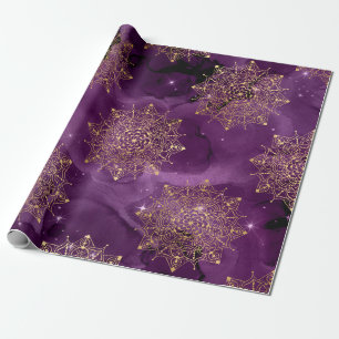 Papier Cadeau Mandala Gold sur Purple Sky