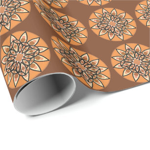 Papier Cadeau Mandala motif en chocolat, terre cuite et rouille