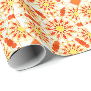 Papier Cadeau Mandala motif, rouge brique, rouille, or