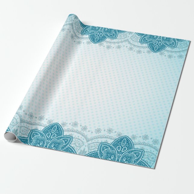 Papier Cadeau Mandala paisley, motif de l'est de l'Inde (Déroulé)