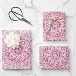 Papier cadeau mandala rose – Symétrie florale comp