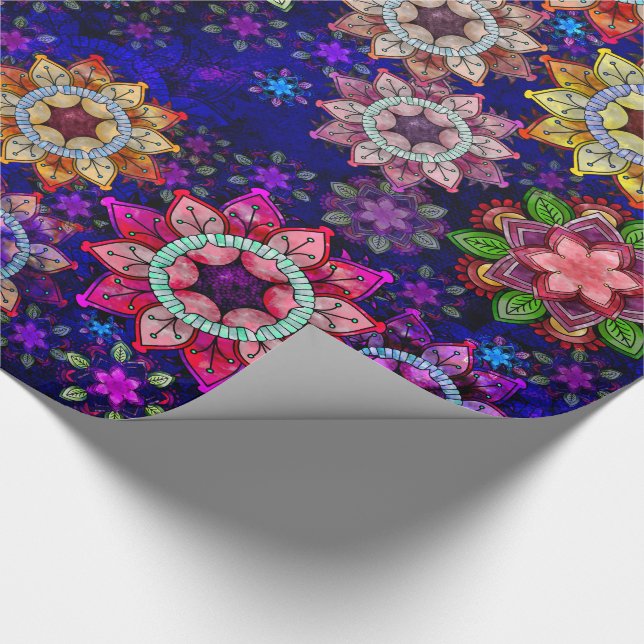 Papier Cadeau Mandalas de explosion vibrants d'aquarelle (Coin)