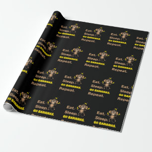 Papier Cadeau Manger Dormir Devenir Fou de Bananes Répéter Drôle