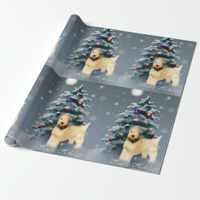 Papier Cadeau Manteau doux Wheaten Terrier Noël (Déroulé)