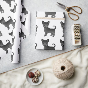 Papier Cadeau Manteau noir lisse Chihuahua mignon chien Motif
