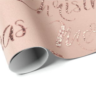 Papier Cadeau Manuscrit de parties scintillantes d'or de rose de