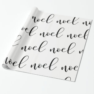 Papier Cadeau Manuscrit noir et blanc de Noël de Noel