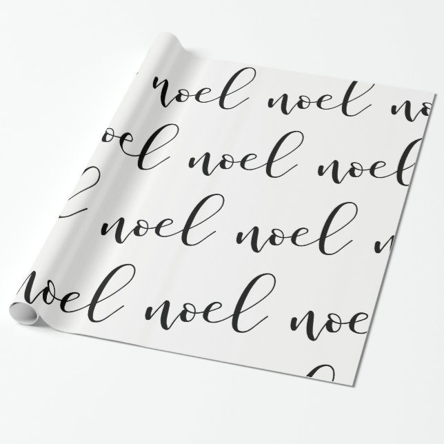 Papier Cadeau Manuscrit noir et blanc de Noël de Noel | (Déroulé)