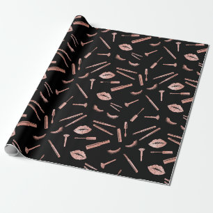 Papier Cadeau Maquillage, sourcils, yeux, cils, cils, or Rose