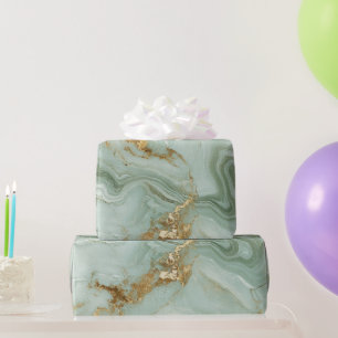 Papier Cadeau Marbre Abstrait Vert Sauge