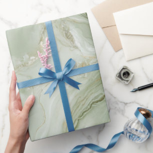 Papier Cadeau Marbre Abstrait Vert Sauge