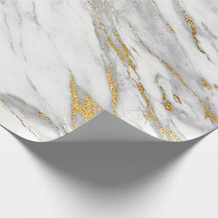 Papier Cadeau Marbre blanc Carrare Gris Or Pierre Minimale