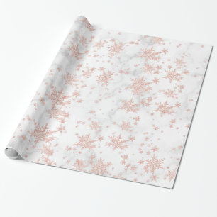 Papier Cadeau Marbre blanc de flocons d'or rose
