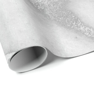 Papier Cadeau Marbre blanc gris argenté Métallique Monochromatiq