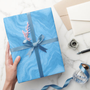 Papier Cadeau Marbre Bleu Océan