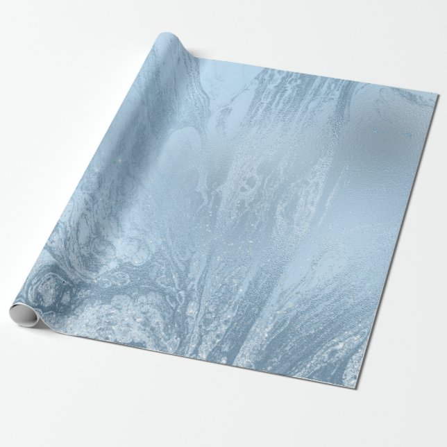 Papier Cadeau Marbre bleu parties scintillant moderne et élégant (Déroulé)