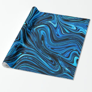 Papier Cadeau Marbre bleu profond brillant