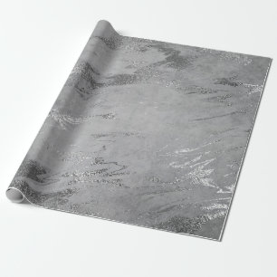 Papier Cadeau Marbre brillant gris noir argenté