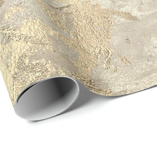 Papier Cadeau Marbre Champaigne Or Crème d'ivoire Trucs métalliq (Coin rond)