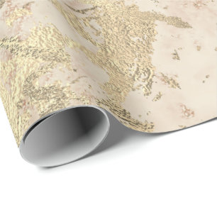 Papier Cadeau Marbre Champaigne Or Poche Métal Brut