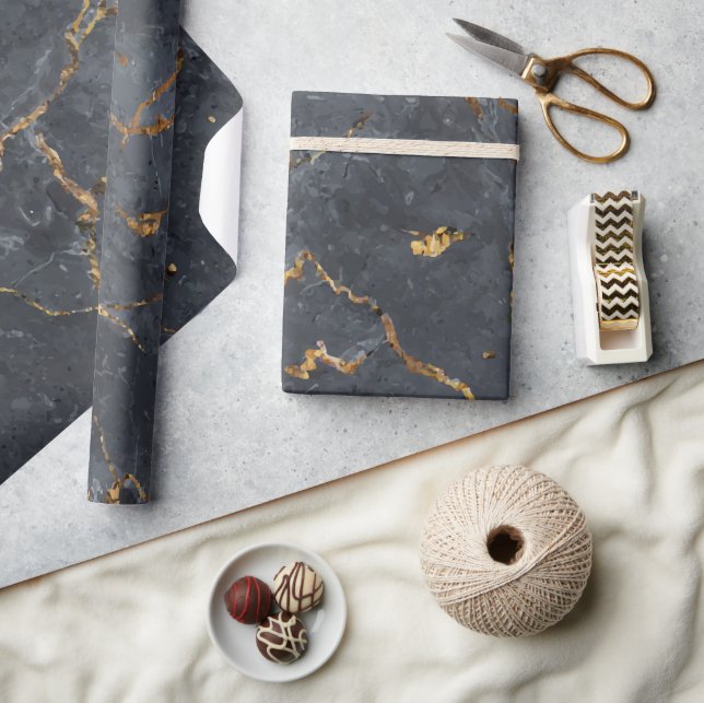 Papier Cadeau Marbre de luxe noir et or texture (Artisanat)