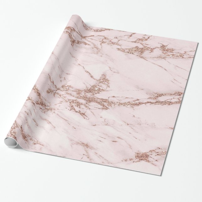 Papier Cadeau Marbre de Parties scintillant rose Rose brillant (Déroulé)