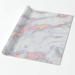 Papier Cadeau Marbre de parties scintillantes de Rosegold de