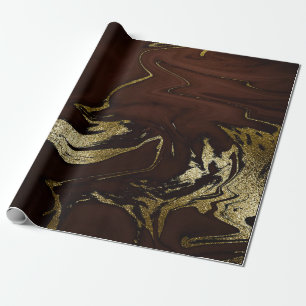 Papier Cadeau Marbre d'or de la Terre profonde Brown Abstrait