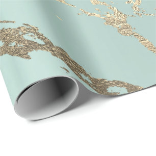 Papier Cadeau Marbre doré bleu pastel Abstrait brillant