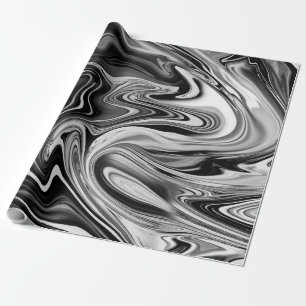 Papier Cadeau Marbre élégant 7 - liquide noir et blanc