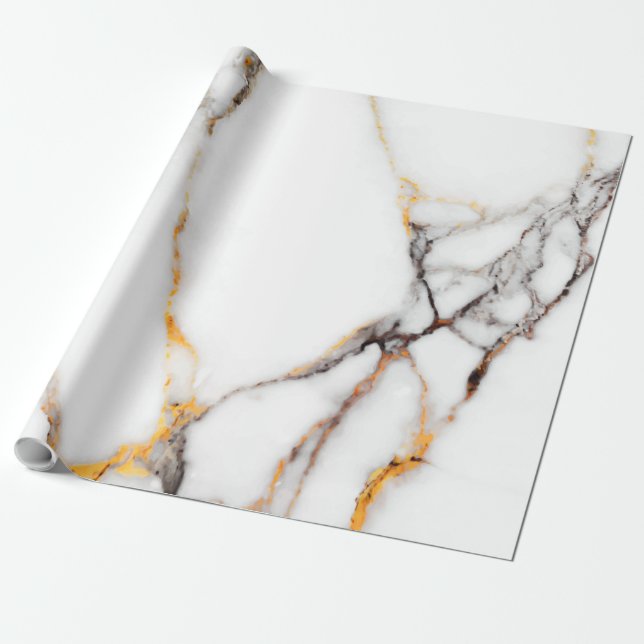Papier Cadeau Marbre Faux dans le blanc beige et gris (Déroulé)