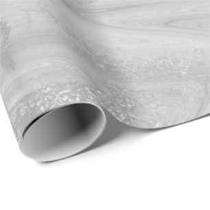 Papier Cadeau Marbre gris blanc argenté Métallique brillant