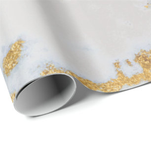 Papier Cadeau Marbre gris blanc doré brillant métallique brillan