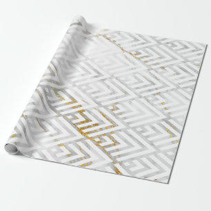 Papier Cadeau Marbre gris de blanc d'or de triangles de diamant