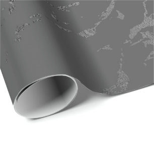 Papier Cadeau Marbre gris foncé noir Carrara brillant