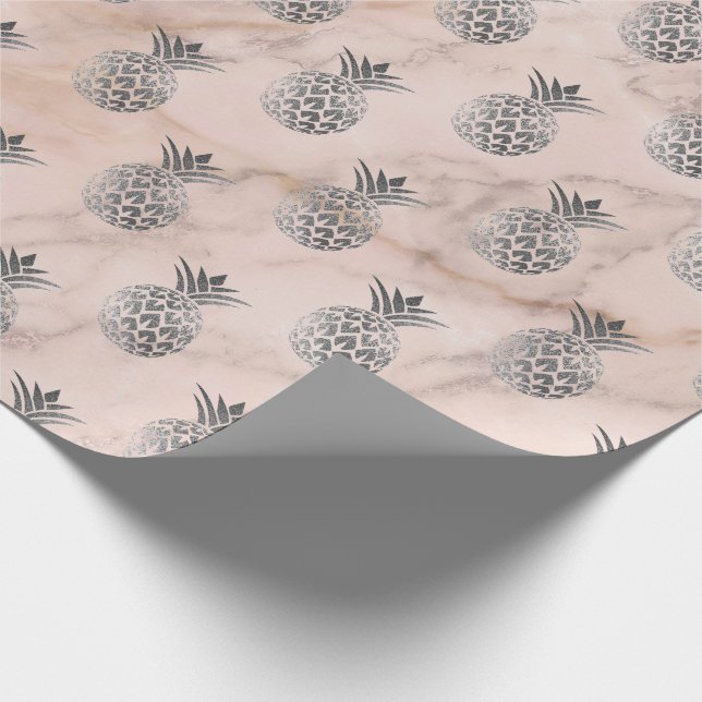 Papier Cadeau Marbre gris gris brun tropical d'ananas (Coin)