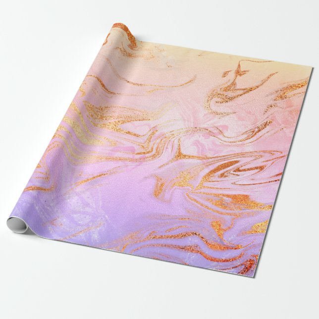 Papier Cadeau Marbre holographique moderne et parties scintillan (Déroulé)