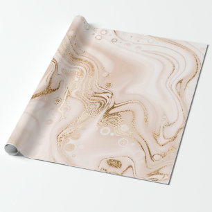Papier Cadeau Marbre liquide beige avec éclaboussure de parties 