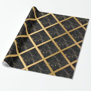 PAPIER CADEAU MARBRE NOIR D'OR MARBRE D'ANNIVERSAIRE MARIAGE WRA