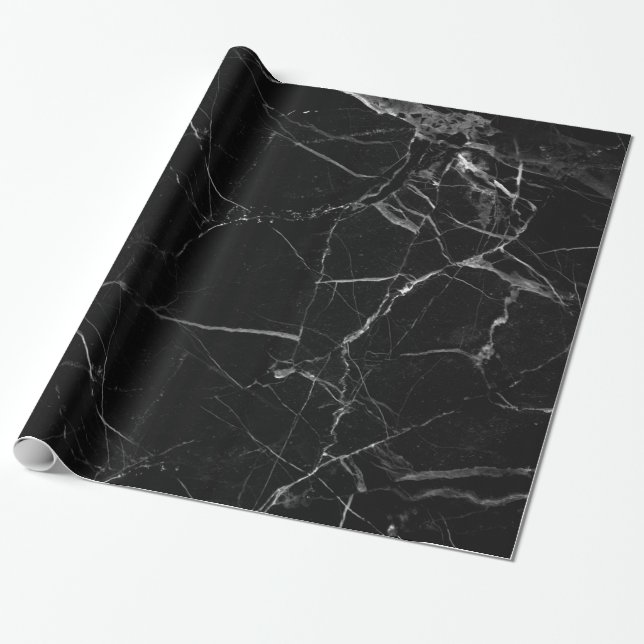 Papier Cadeau Marbre noir II (Déroulé)