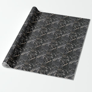 Papier Cadeau Marbre noir : texture abstraite naturelle.