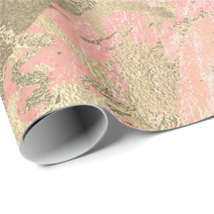 Papier Cadeau Marbre Or Rose de Champaigne Peach Éclats métalliq