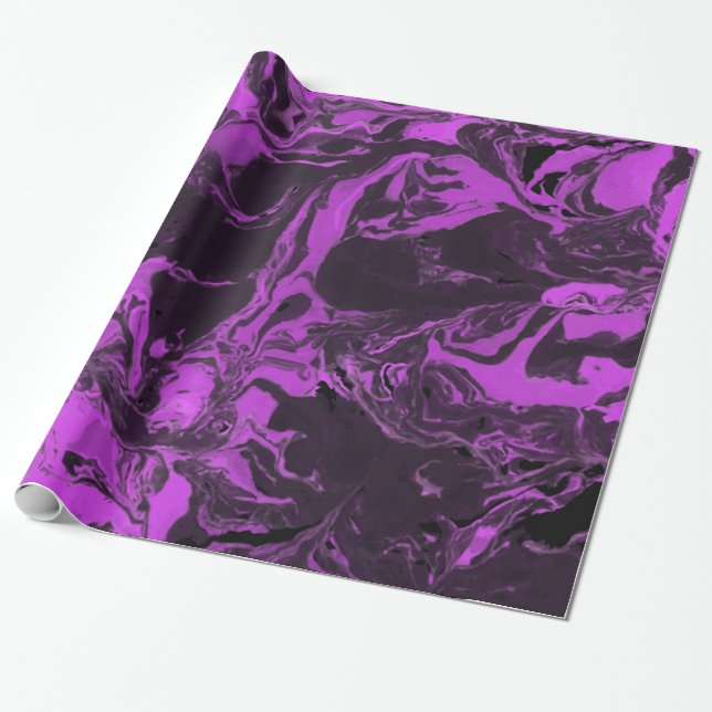 Papier Cadeau Marbre pourpre et noir (Déroulé)