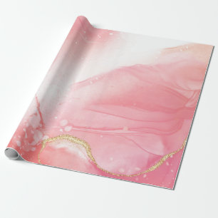 Papier Cadeau Marbre rose avec Parties scintillant Tout usage 