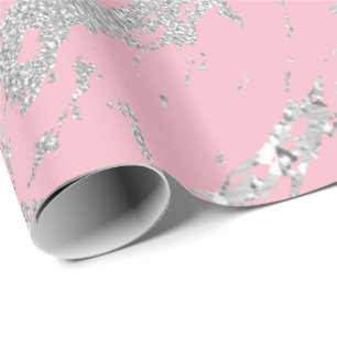 Papier Cadeau Marbre rose métal argenté gris touche Abstrait VIP