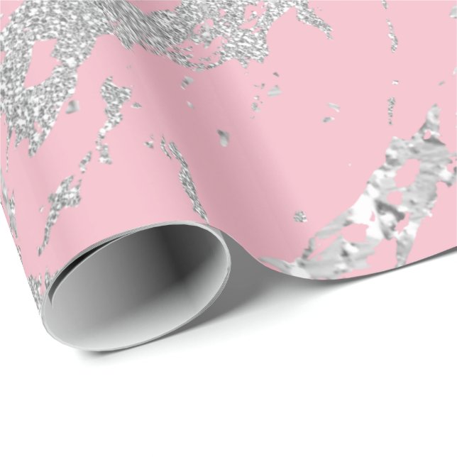 Papier Cadeau Marbre rose métal argenté gris touche Abstrait VIP (Coin rond)